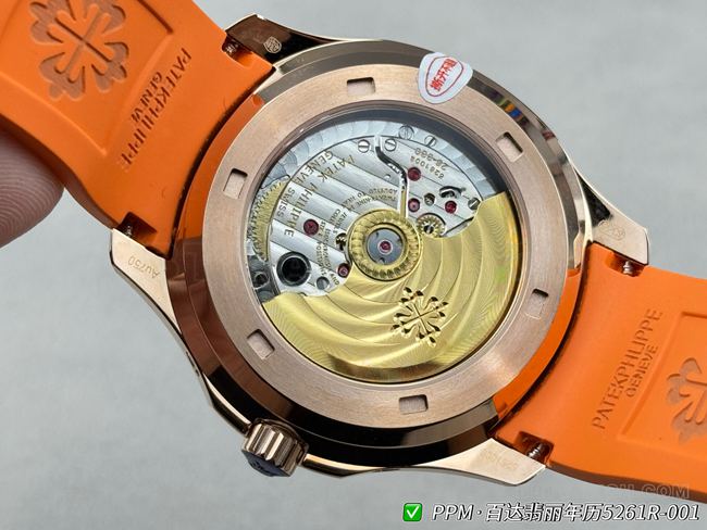 1:1replica watch Patek PhilippePPM factory Aquanaut dark brown dial 5261caseback live photo