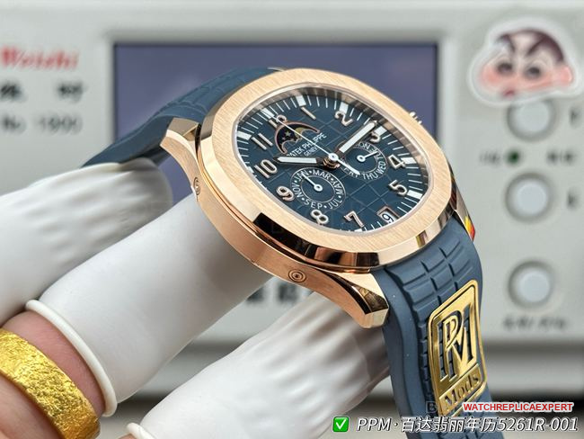 PPM factory top-tier watch Patek PhilippeAquanautblue dial5261side live photo