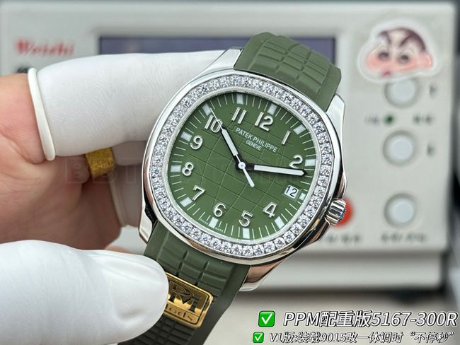 Patek PhilippePPM factory top-tier watch Aquanautgreen dialdiamond bezel5167front live photo