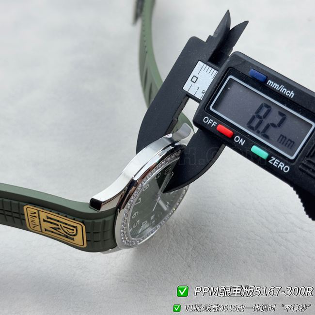 Patek PhilippePPM factory top-tier watch Aquanautgreen dialdiamond bezel5167 thickness live photos
