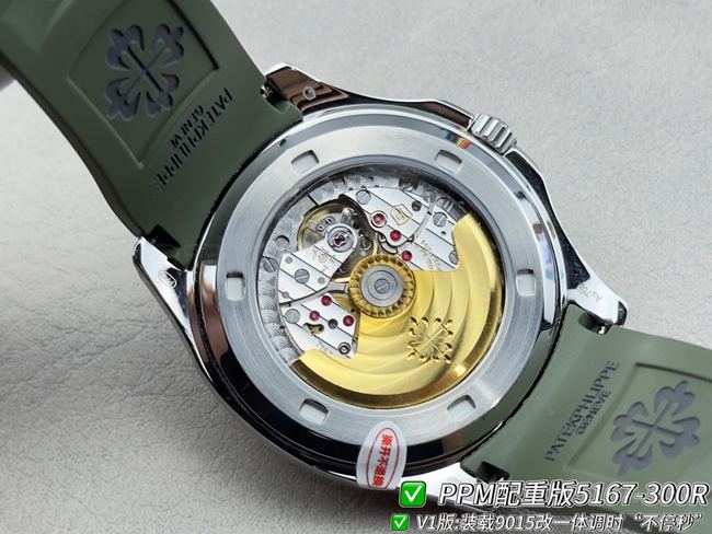 Patek PhilippePPM factory top-tier watch Aquanautgreen dialdiamond bezel5167caseback live photo