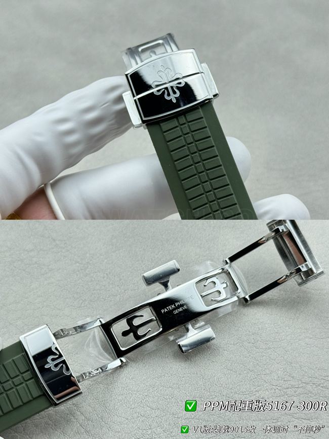 Patek PhilippePPM factory top-tier watch Aquanautgreen dialdiamond bezel5167clasplive photos