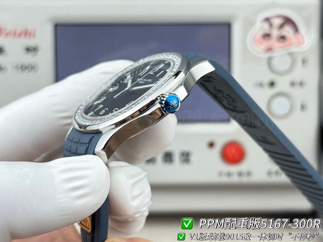 Patek PhilippePPM factory collectible watch Aquanautblue dialdiamond bezel5167side live photo