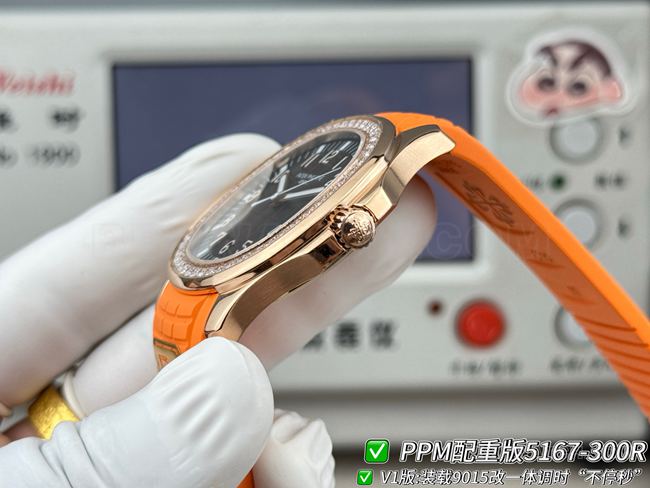 Patek PhilippePPM factory 1:1replica watch Aquanaut dark brown platediamond bezel5167side live photo