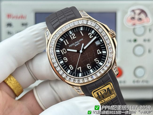 Patek PhilippePPM factory collectible watch Aquanaut dark brown dial diamond bezel5167front live photo