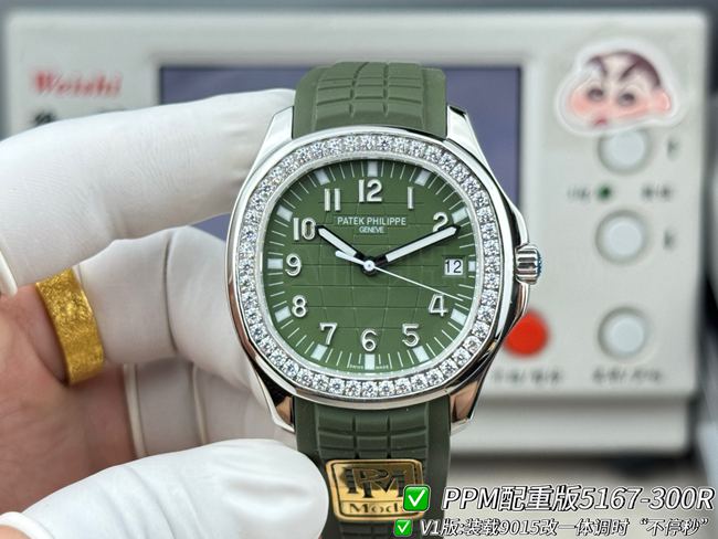 Patek PhilippePPM factory top-tier watch Aquanautgreen dialdiamond bezel5167front live photo