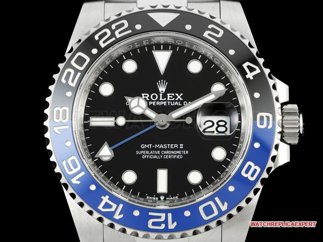 1:1replica watch RICH factory GMT-MasterRolexBatman bezel126710front live photo