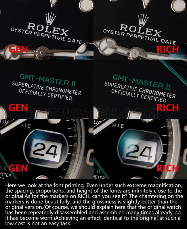 RICH factory Rolex GMT-Master black and gray circle 126710 top-tier watch comparison Genuine difference appearance live photos