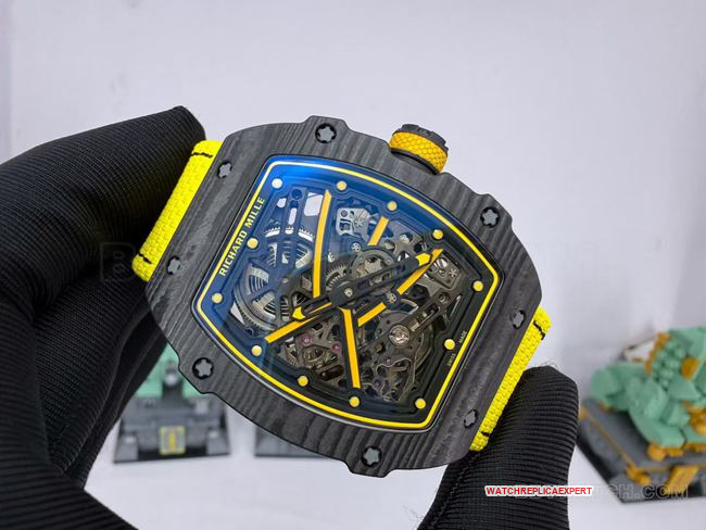 top-tier watch RM067-02Richard Mille hollow dial yellow braceletfront live photo