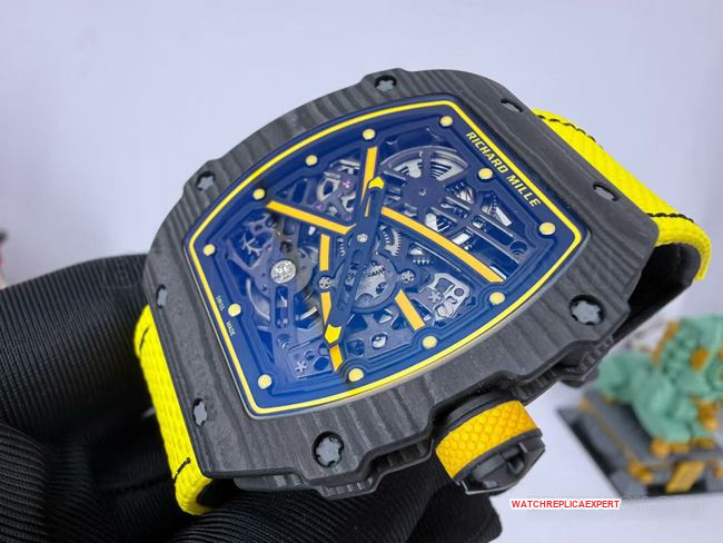 top-tier watch RM067-02Richard Mille hollow dial yellow braceletfront live photo