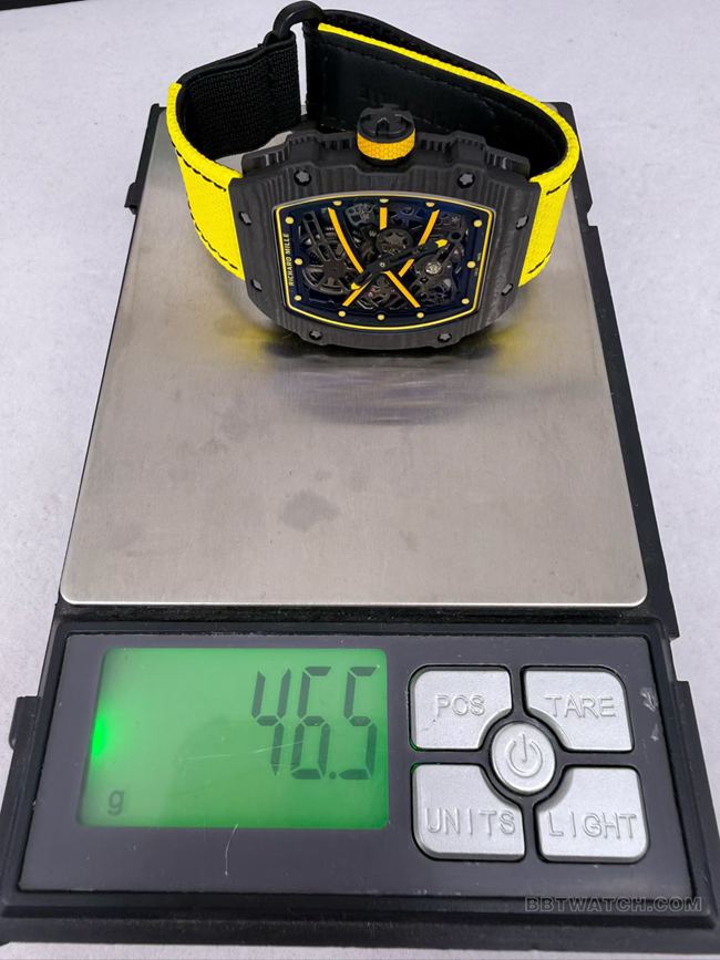 top-tier watch RM067-02Richard Mille hollow dial yellow bracelet weight live photos