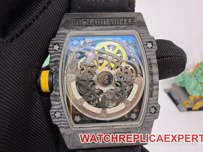collectible watch RM067-02Richard Mille hollow dial black braceletcaseback live photo