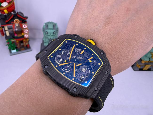 collectible watch RM067-02 Richard Mille hollow dial black bracelet wearing live photos