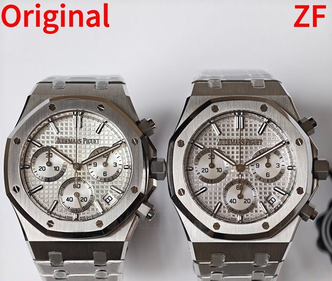 ZF FactoryAudemars PiguetRoyal Oaksilver dialchronographtop-tier watch 26240 comparison Genuine difference front live photo