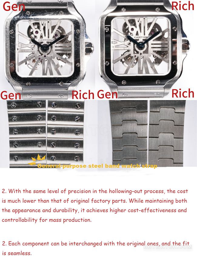 RF factory Cartier hollow Santos top-tier watch comparison Genuine difference