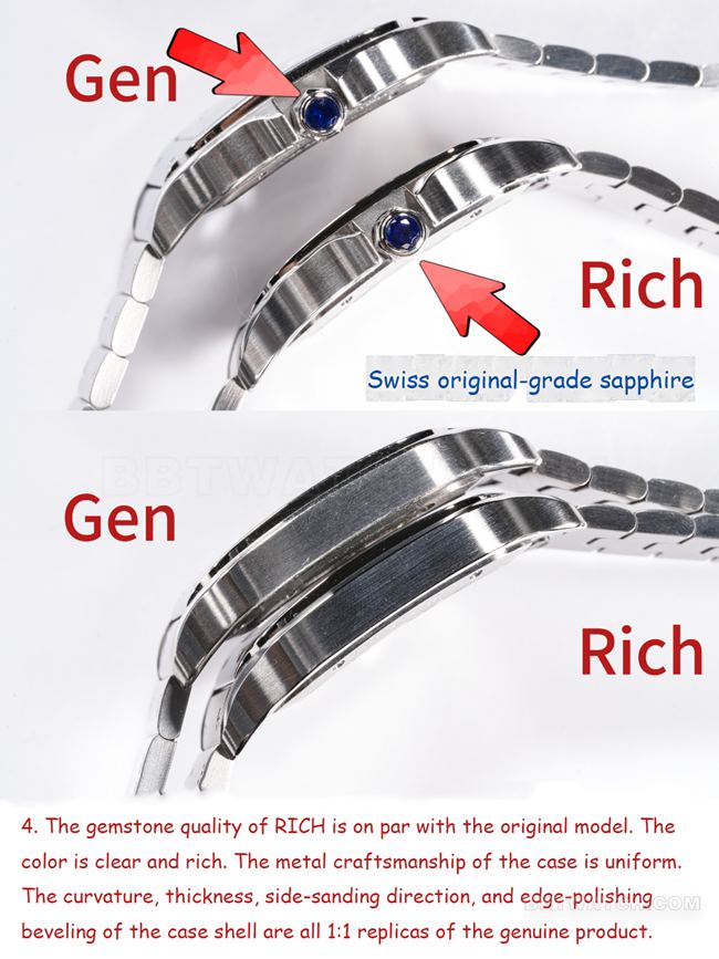 RF factory Cartier hollow Santos top-tier watch comparison Genuine difference