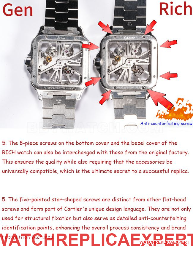 RF factory Cartier hollow Santos top-tier watch comparison Genuine difference