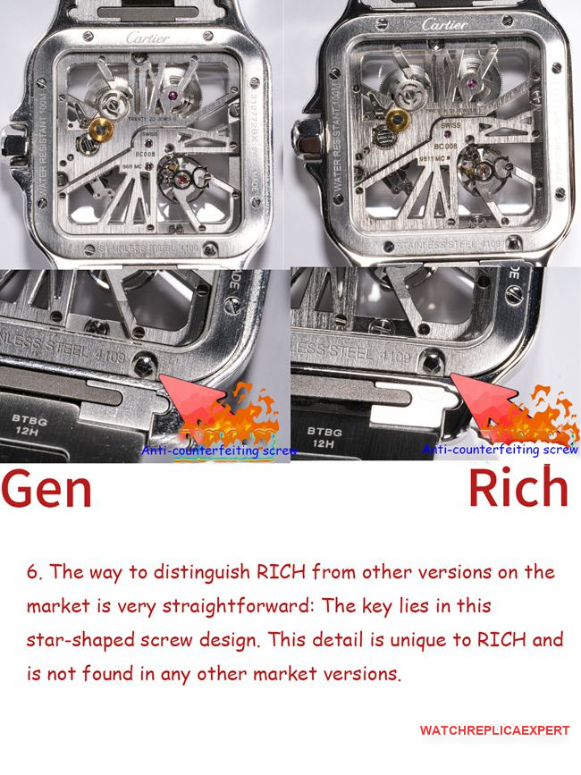 RF factory Cartier hollow Santos top-tier watch comparison Genuine difference