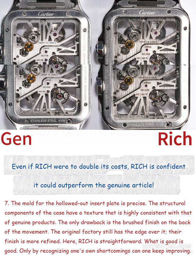 RF factory Cartier hollow Santos top-tier watch comparison Genuine difference