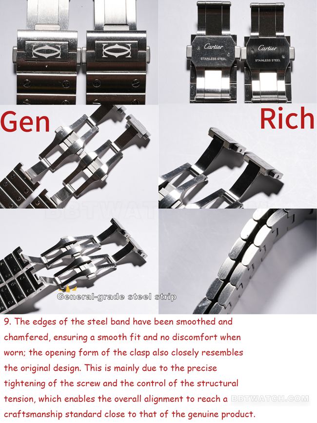 RF factory Cartier hollow Santos top-tier watch comparison Genuine difference