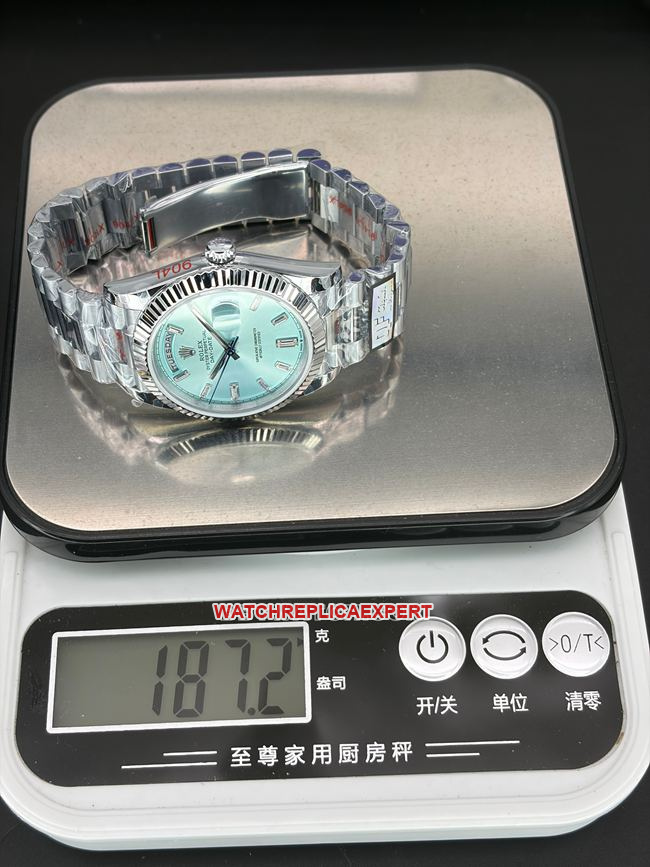 top-tier watch Day-DateQF factory Rolex ice blue dial 40mm weight live photos