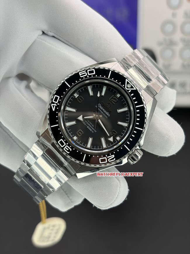 Top watch VS factory Omega Seamaster Black dial 600m steel strap front actual photo