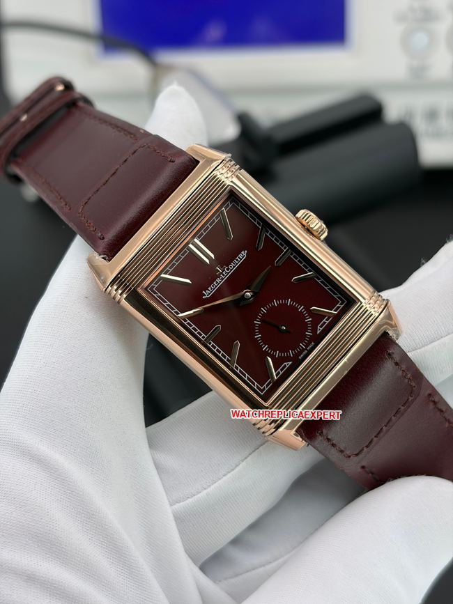 top-tier watch JJF factory Jaeger-LeCoultre flip watch burgundy dial 398256Jfront live photo