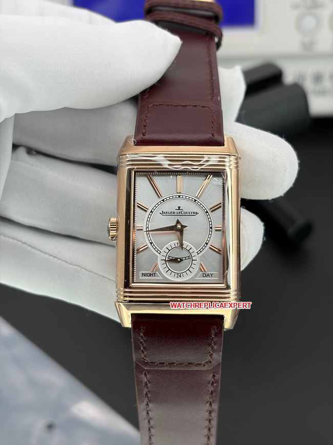 top-tier watch JJF factory Jaeger-LeCoultre flip watch burgundy dial 398256Jfront live photo