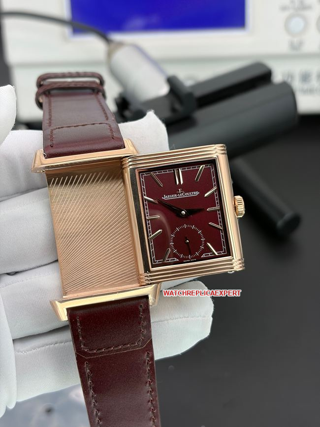 top-tier watch JJF factory Jaeger-LeCoultre flip watch burgundy dial 398256Jfront live photo