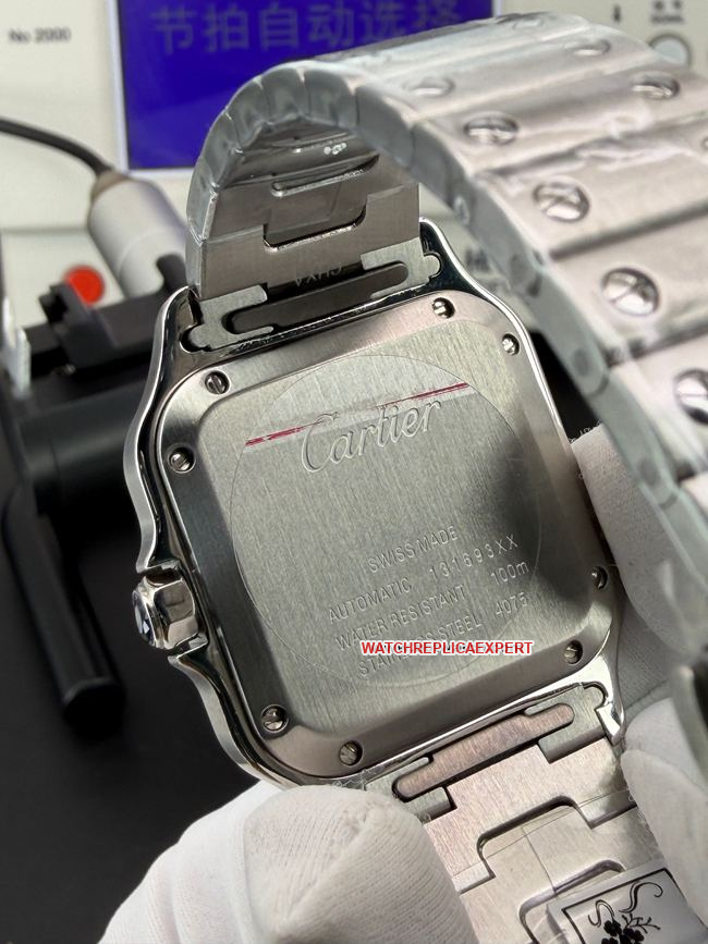 top-tier watch BV factory Santos Cartierwhite dialsteel braceletcaseback live photo