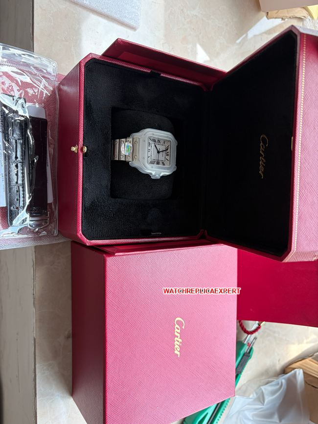 top-tier watch BV factory Santos Cartierwhite dialsteel braceletfront live photo