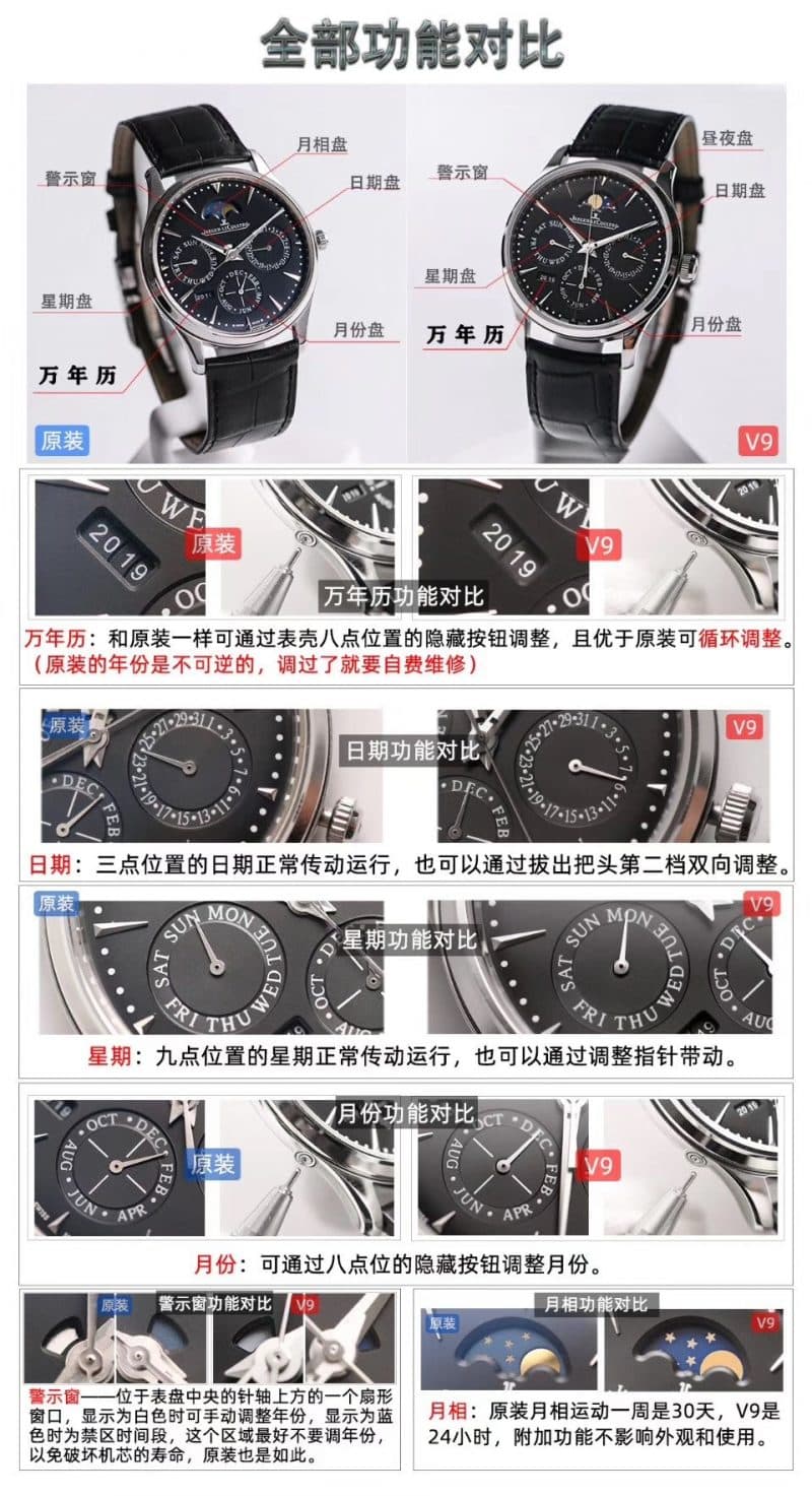 v9Jaeger-LeCoultre master perpetual calendar watchautomatic movement watch 130842j evaluation function detail shots