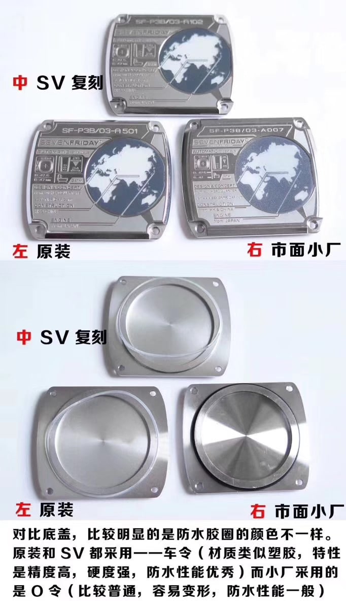 Sevenfriday-P series P3B/06 automatic movementmen's watch genuine and fake comparison bottom cover picture