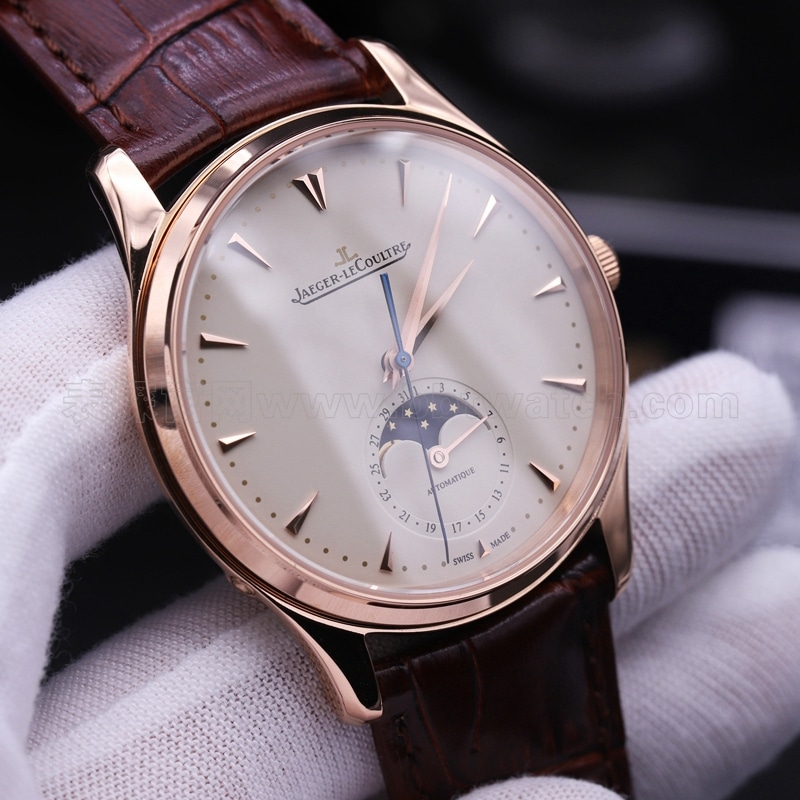Jaeger-LeCoultre Master Series Moon Phase Ultra-Thin Men's Watch Rose Gold Watch Review Front View
