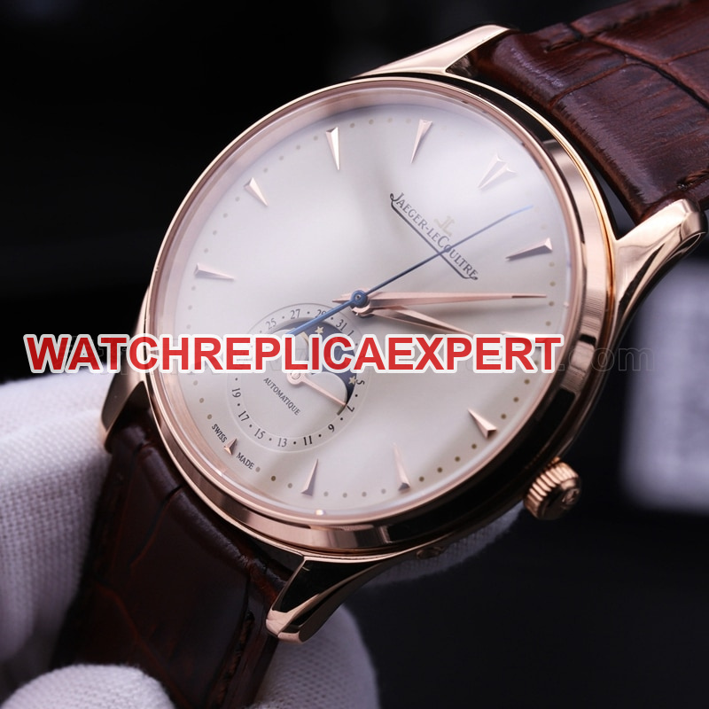 Jaeger-LeCoultre Master Series Moon Phase Ultra-Thin Men's Watch Rose Gold Watch Review Front View