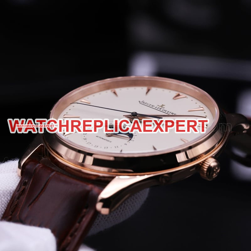 Jaeger-LeCoultre Master Series Moon Phase Ultra-Thin Men's Watch Rose Gold Review Side View