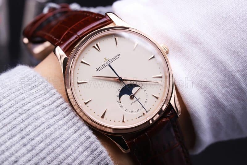Jaeger-LeCoultre Master Ultra Thin Moon Phase Men's Watch Rose Gold Watch Review - Front View