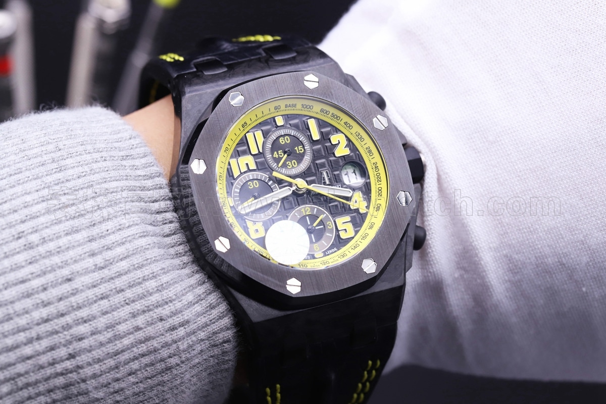 JF Audemars Piguet 26176FO Carbon Fiber 42mm Diameter 3126 Movement Men's Watch Review Front View