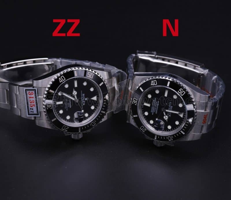 Rolex Black Submariner Watch ZZ Factory vs N Factory V10S Comparison Review Front View