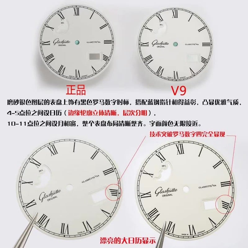 Glashütte Originalmoon phase new upgraded version V9replica watch improves detail shots in all aspects