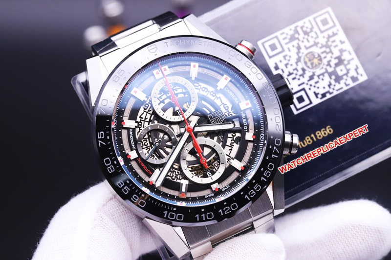 xf factory TAG Heuer hollow Carrera racing hollow watch steel bracelet front view