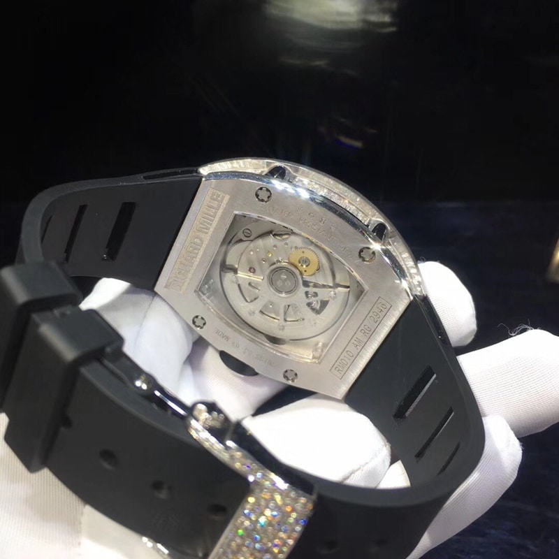 Richard Millerm010 18K gold ladder full diamond Swiss mechanical movementdetail shots