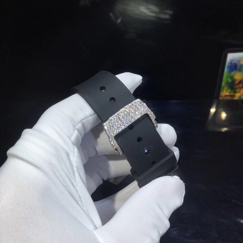 Richard Millerm010 18K gold step square full diamond Swiss mechanical movementclasp picture