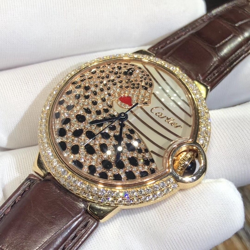 Cartier blue balloon domineering leopard face diameter 36mm Swiss movement front view