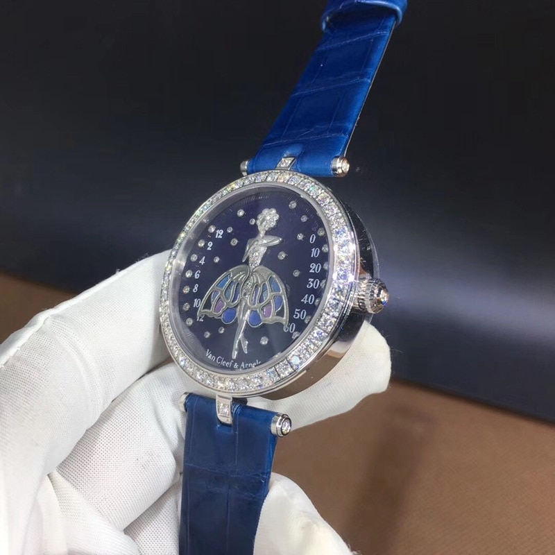 Van Cleef & Arpels Little Fairy South Africa real diamond crocodile leather detail shots