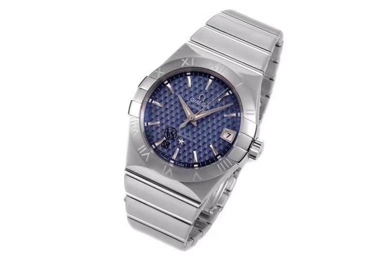 replicaOmega temperament blue dial date display vs constellation temperament 8500 mechanical watch front view