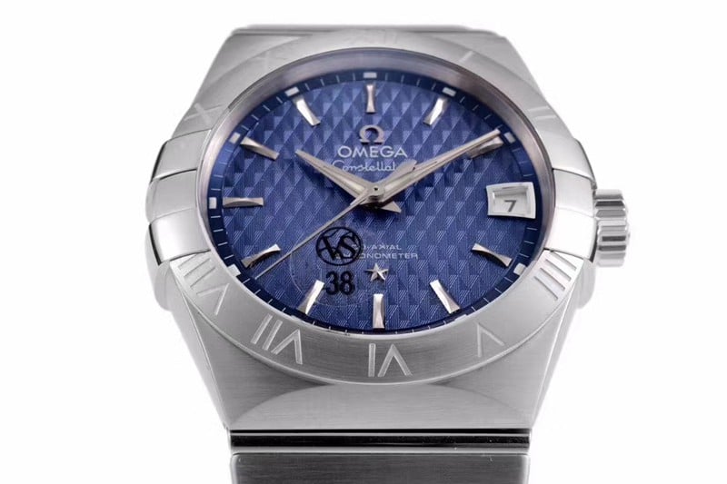 replicaOmega temperament blue dial date display vs constellation temperament 8500 mechanical watch front view