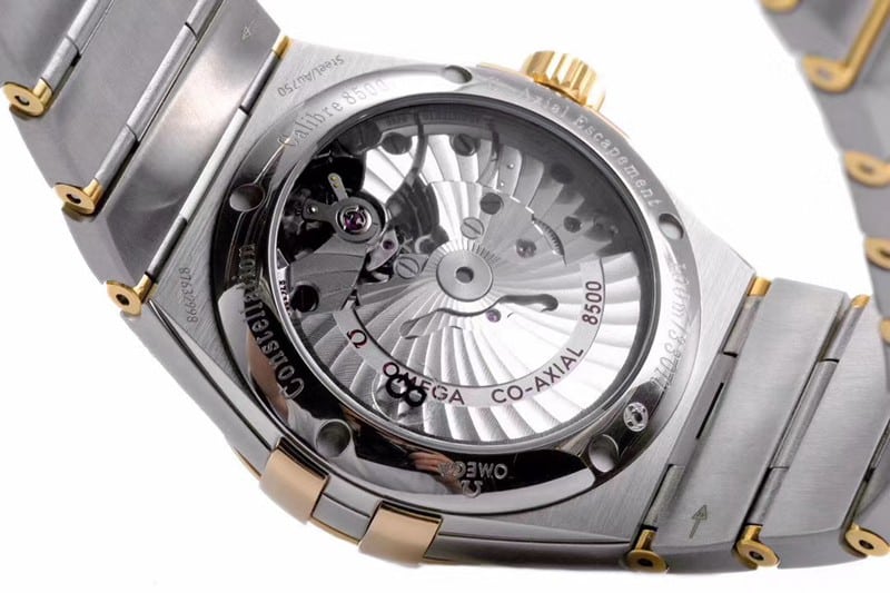 Omega temperament model vs Constellation high-quality temperament model 8500 mechanical watch white dialrose goldmovement picture