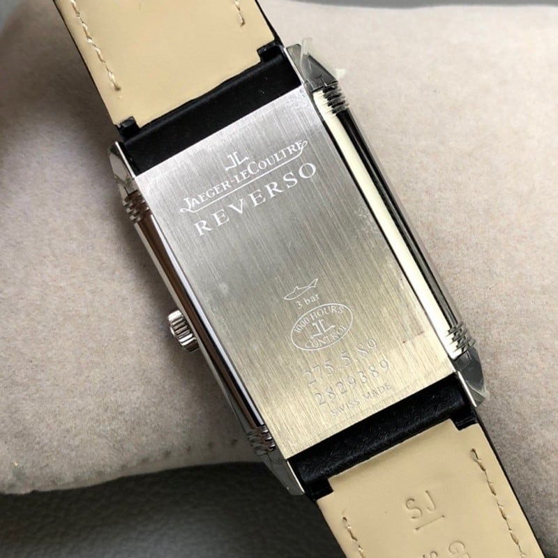 ReplicaJaeger-LeCoultre men's double-sided dual time zone flip watch is simple, elegant and gentle, back cover picture