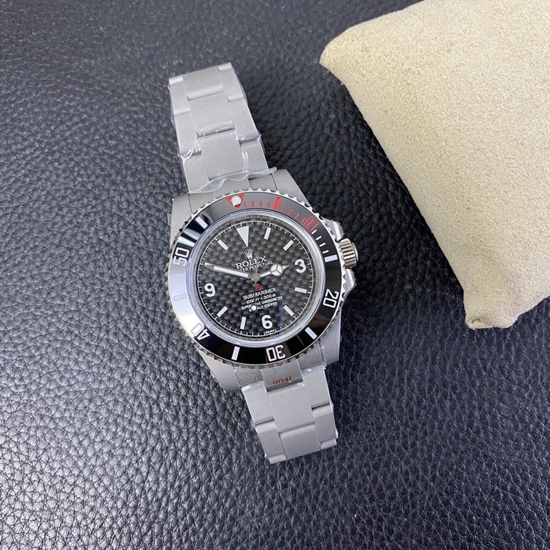 super cloneRolex modified watch sandblasted shell carbon disk front view